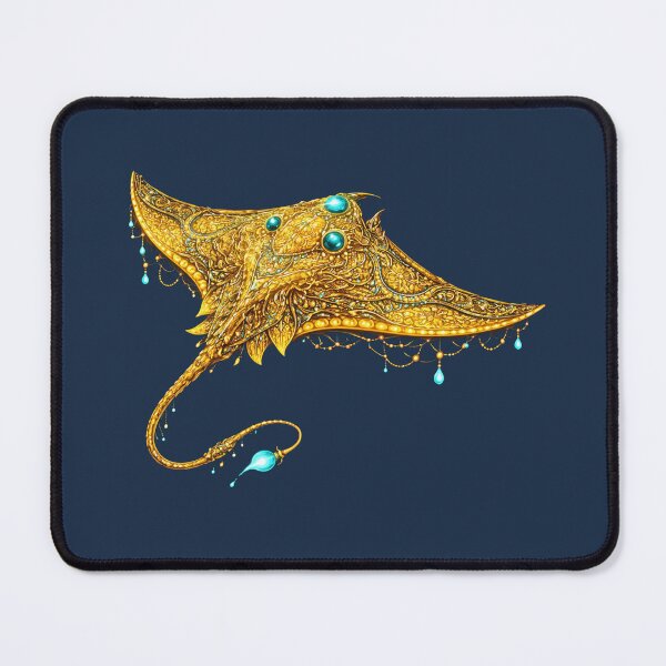 Item preview, Golden Manta Ray | Ornate Stingray Ocean Art | Golden Ocean Glow Collection designed and sold by Zaru Art Studio.