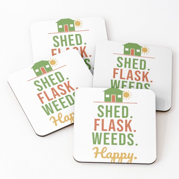 Item preview, Shed Flask Weeds Happy – Allotment Shed Life Gift for Dad designed and sold by Oddkettlestudio.