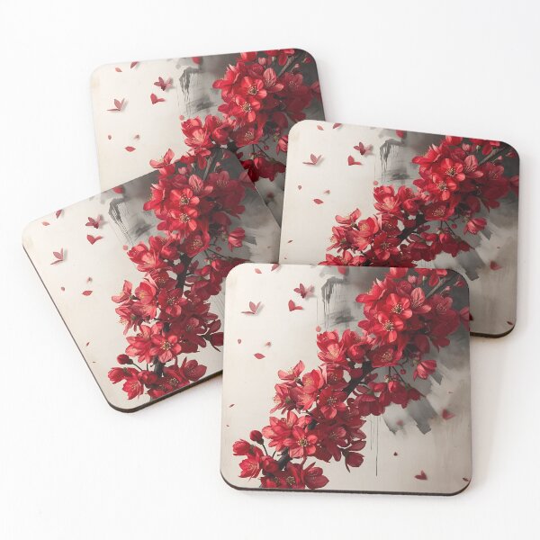 Item preview, Scarlet Blossoms | Luxury Red Floral Botanical Wall Art designed and sold by VeloraNature.