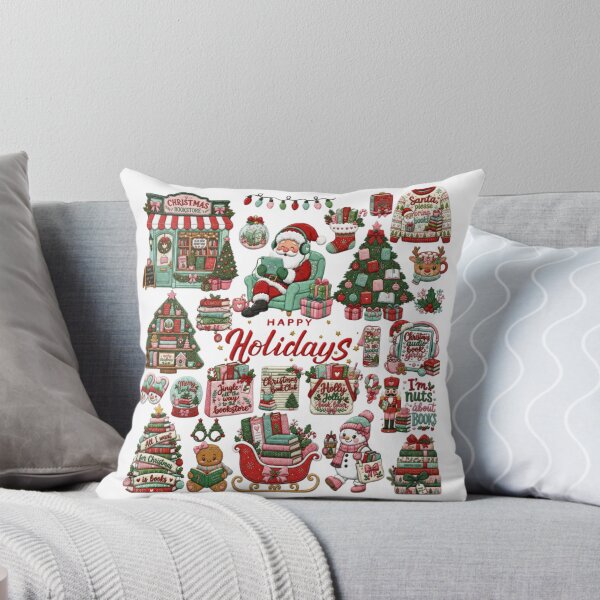 Item preview, Cozy Christmas Bookworm Embroidery Style T-Shirt Sticker and Mug Design designed and sold by SilverSeaBKK.