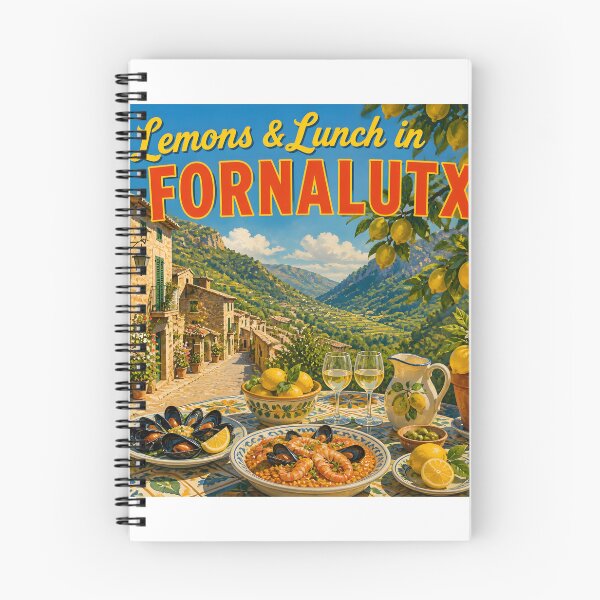 Item preview, Fornalutx Mallorca – Vintage Lemon Lunch Travel Poster designed and sold by LSVart.