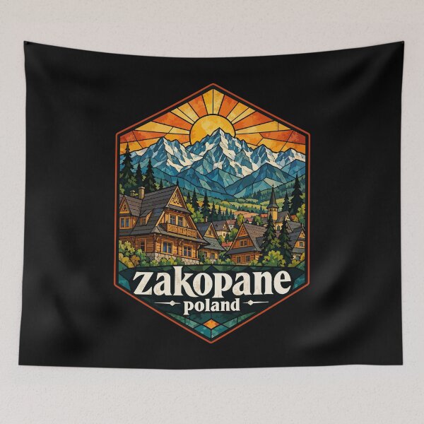 Item preview, Zakopane Tatry Mountains Poland Stained Glass Travel designed and sold by TomFrontierArt.