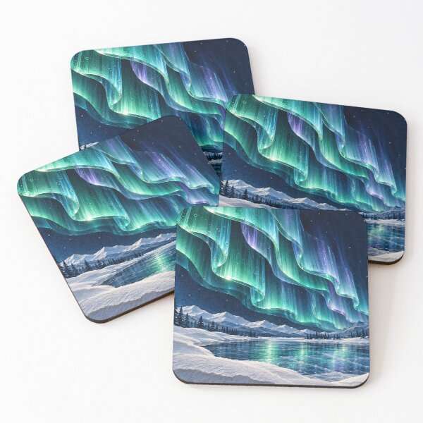 Item preview, Northern Lights Over Frozen Lake – Aurora Borealis Winter Landscape designed and sold by Kaleidoscope Print.