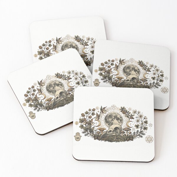 Item preview, Gothic Crow Skull Full Moon Celestial Botanical Illustration designed and sold by lovepower.
