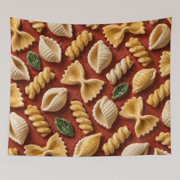 Item preview, Italian Pasta Pattern with Farfalle and Fusilli – Ceramic Food Art designed and sold by Kaleidoscope Print.