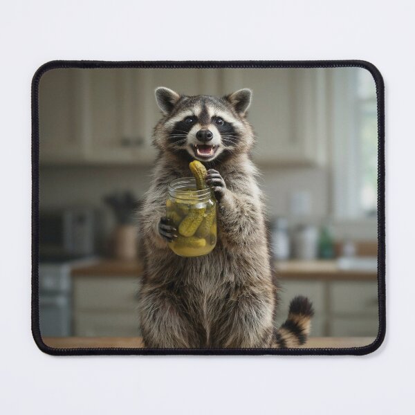 Item preview, Cute Raccoon Eating Pickles designed and sold by Tiny Rage Crea.