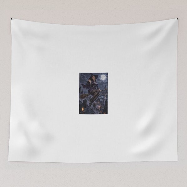Item preview, Spellbound Witch Flying Over Night Village designed and sold by CathryneDelamort.