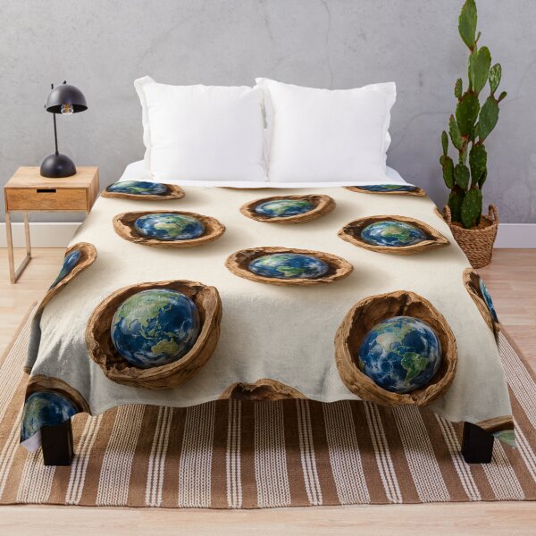 Item preview, Earth in Walnut Shells – Tiny Planet Eco Pattern designed and sold by Kaleidoscope Print.