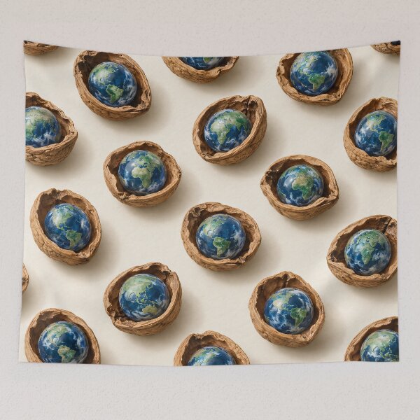 Item preview, Earth in Walnut Shells – Tiny Planet Eco Pattern designed and sold by Kaleidoscope Print.