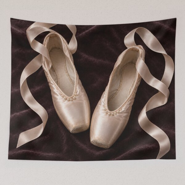 Item preview, Vintage Ballet Pointe Shoes with Satin Ribbons – Elegant Ballerina Art designed and sold by Kaleidoscope Print.