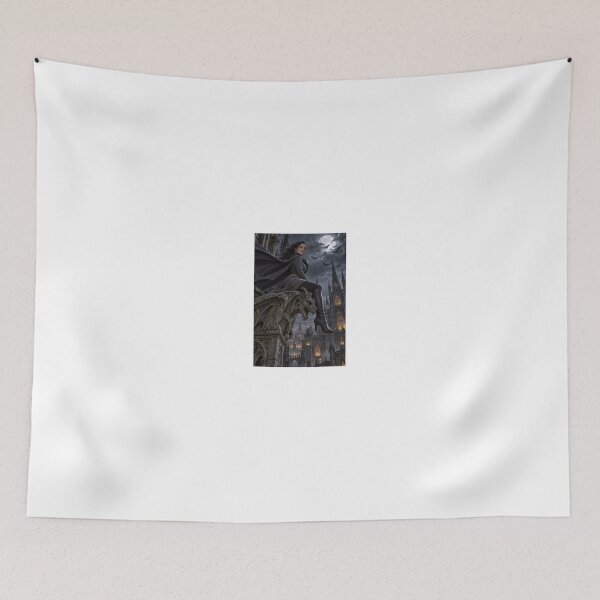 Item preview, Woman in Grey Cape atop Gothic Cathedral designed and sold by CathryneDelamort.