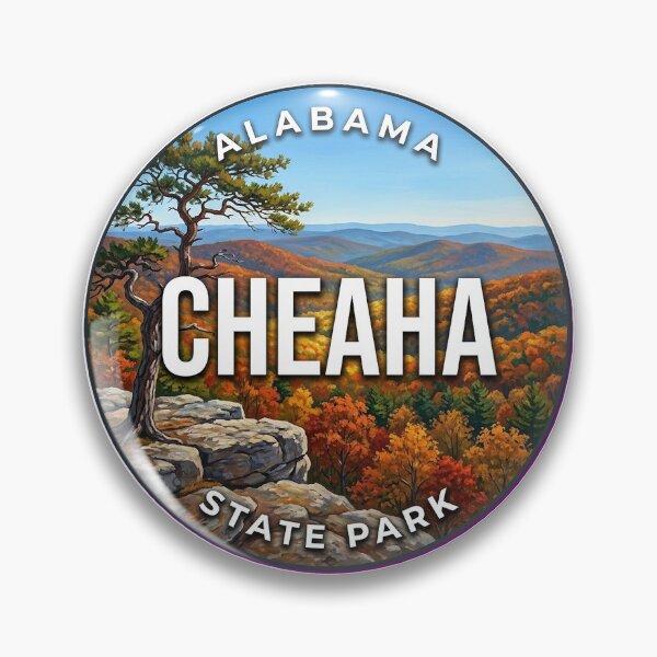 Item preview, Cheaha State Park Alabama Autumn Ridges Round Badge Sticker designed and sold by DetourDgn.