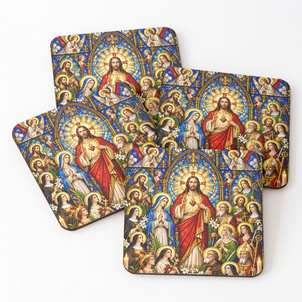 Item preview, All Saints Day – Sacred Heart of Jesus Gothic Stained Glass Art designed and sold by DigitalChickHub.