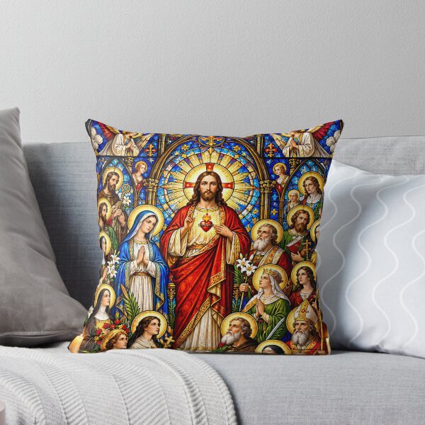 Item preview, All Saints Day – Sacred Heart of Jesus Gothic Stained Glass Art designed and sold by DigitalChickHub.