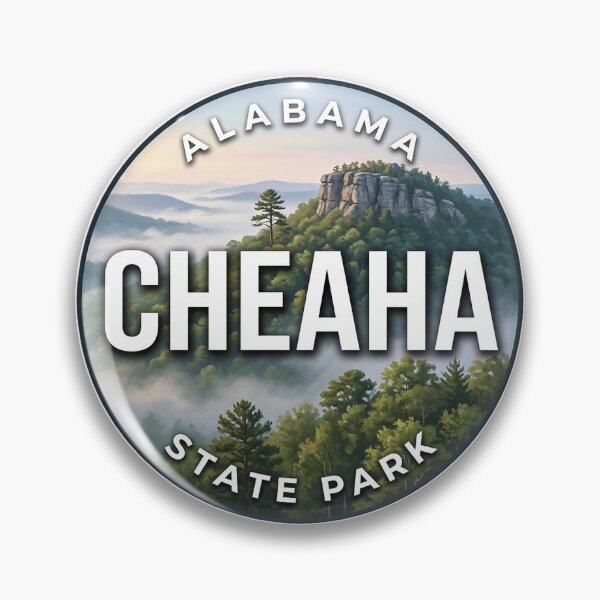 Item preview, Cheaha State Park Alabama Misty Morning Round Badge Sticker designed and sold by DetourDgn.
