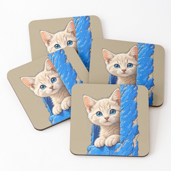 Item preview, Curious Blue Eyed Kitten – Cute Cat Peekaboo Art designed and sold by aliyehc.