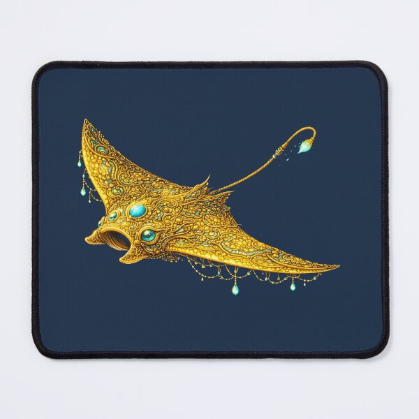 Item preview, Golden Manta Ray | Glowing Gold Ocean Creature Art | Golden Ocean Glow Collection designed and sold by Zaru Art Studio.