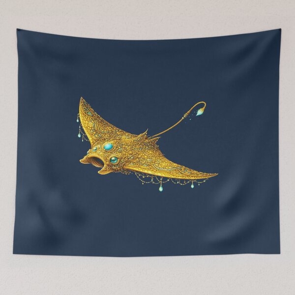 Item preview, Golden Manta Ray | Glowing Gold Ocean Creature Art | Golden Ocean Glow Collection designed and sold by Zaru Art Studio.