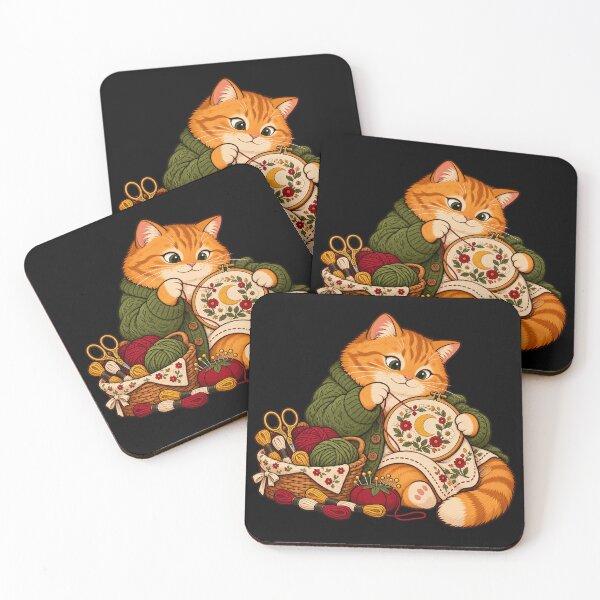 Item preview, Needlepoint Cat Craft Night – Cozy Embroidery Ginger Cat designed and sold by suechtmpoa.