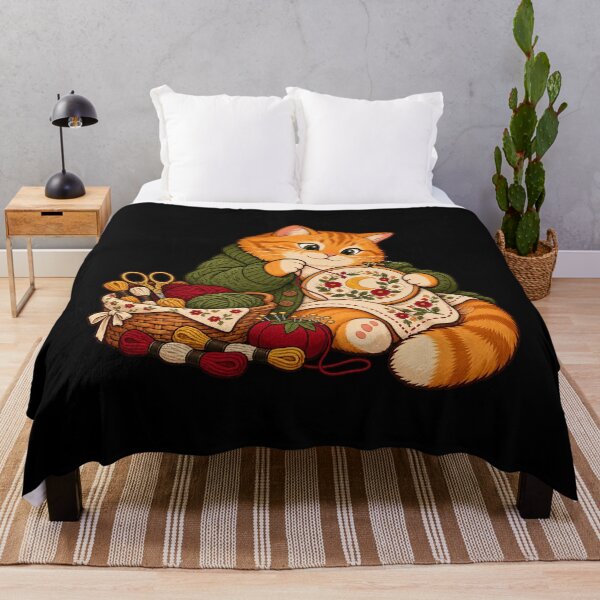 Item preview, Needlepoint Cat Craft Night – Cozy Embroidery Ginger Cat designed and sold by suechtmpoa.