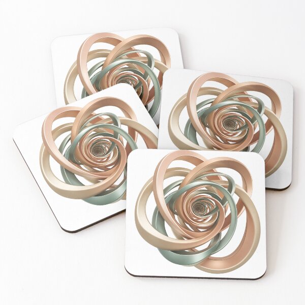 Item preview, Abstract 3D Metallic Rings Art, Copper and Sage Green Spiral Vortex Design designed and sold by HoMya.