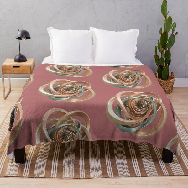 Item preview, Abstract 3D Metallic Rings Art, Copper and Sage Green Spiral Vortex Design designed and sold by HoMya.