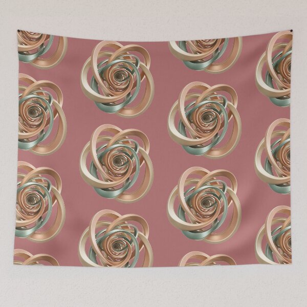 Item preview, Abstract 3D Metallic Rings Art, Copper and Sage Green Spiral Vortex Design designed and sold by HoMya.