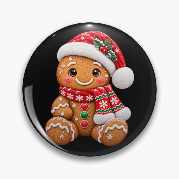 Item preview, Christmas Gingerbread Man in Santa Hat and Knit Scarf designed and sold by hartwell-made.