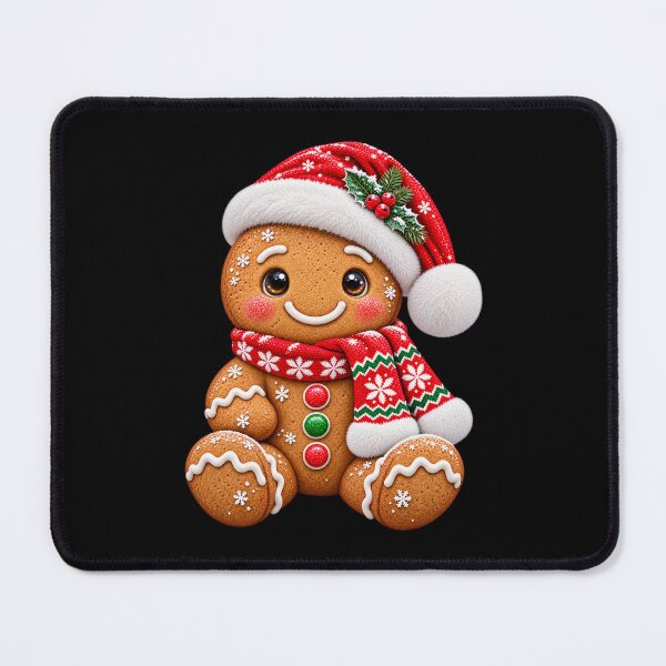 Item preview, Christmas Gingerbread Man in Santa Hat and Knit Scarf designed and sold by hartwell-made.