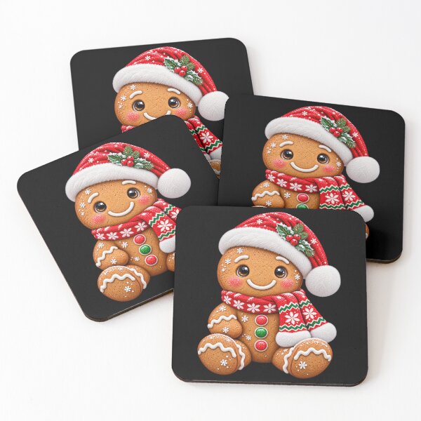 Item preview, Christmas Gingerbread Man in Santa Hat and Knit Scarf designed and sold by hartwell-made.