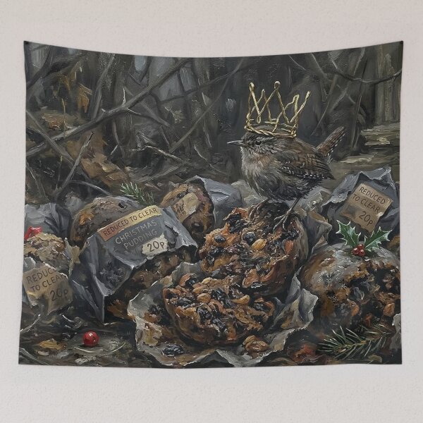 Item preview, Funny King Wren Christmas Pudding Holiday Illustration designed and sold by Englandbear.