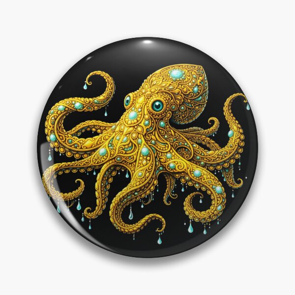 Item preview, Golden Octopus | Ornate Gold Sea Creature Art | Golden Ocean Glow Collection designed and sold by Zaru Art Studio.