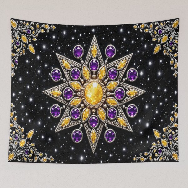 Item preview, Majestic Amber Star Mandala - Gothic Amethyst & Silver Filigree designed and sold by Breezes-of-Ida.