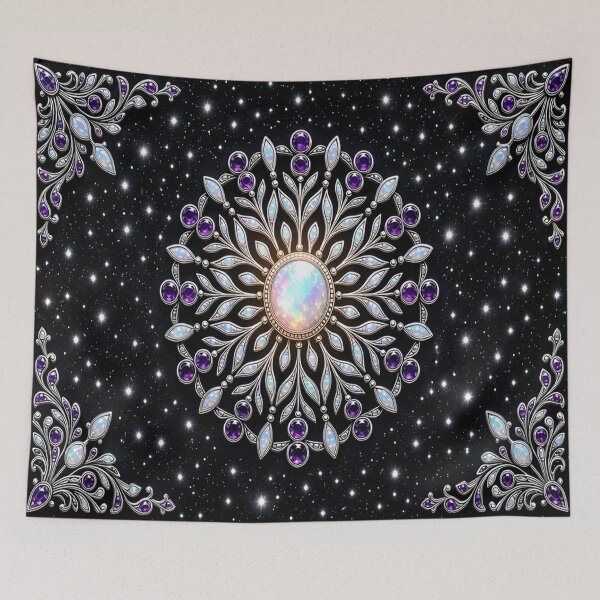 Item preview, Celestial Opal Mandala - Gothic Amethyst & Silver Stars designed and sold by Breezes-of-Ida.