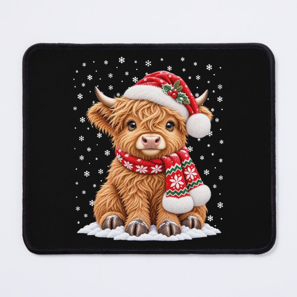 Item preview, Highland Cow Christmas With Cozy Winter Hat and Scarf designed and sold by vaylen-orbit.