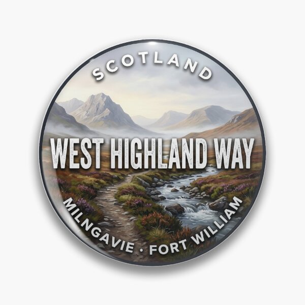 Item preview, West Highland Way Scotland Misty Moor Round Badge Sticker designed and sold by DetourDgn.