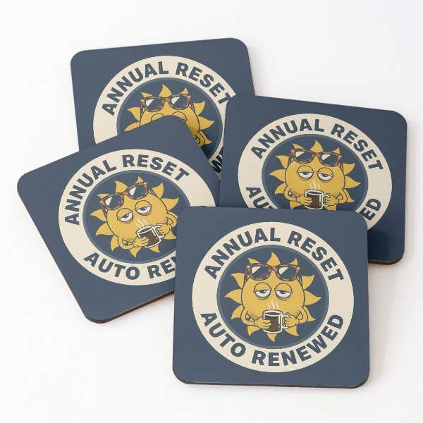 Item preview, Funny Exhausted Sun Annual Reset Auto Renewed Badge designed and sold by DripCultureLab.
