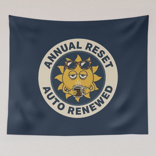 Item preview, Funny Exhausted Sun Annual Reset Auto Renewed Badge designed and sold by DripCultureLab.