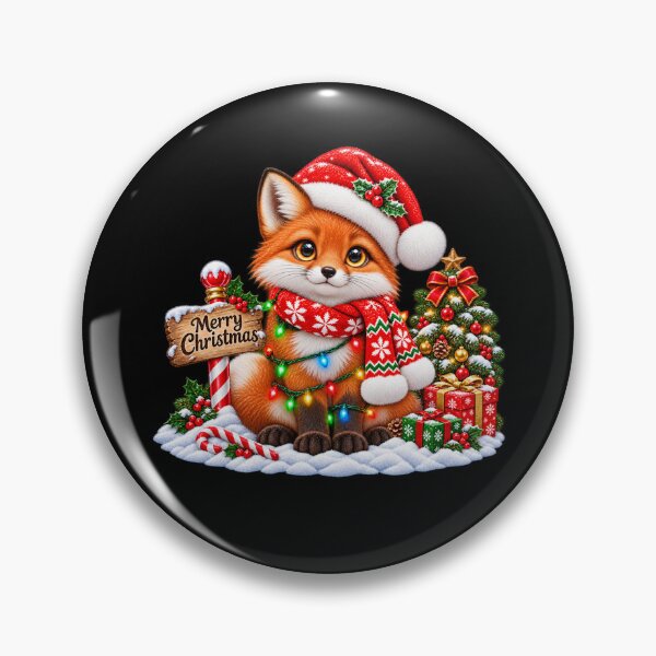 Item preview, Christmas Fox with Santa Hat and Colorful Holiday Lights designed and sold by Street-Beasts.
