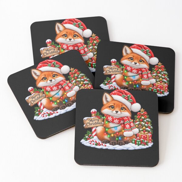 Item preview, Christmas Fox with Santa Hat and Colorful Holiday Lights designed and sold by Street-Beasts.