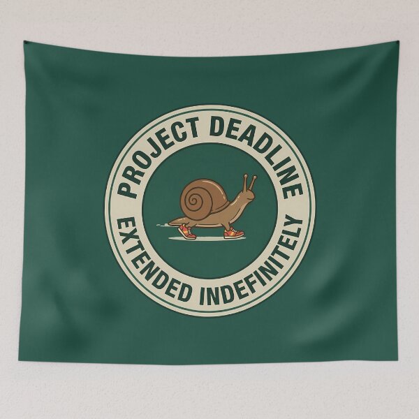 Item preview, Funny Runner Snail Project Deadline Extended Badge designed and sold by DripCultureLab.