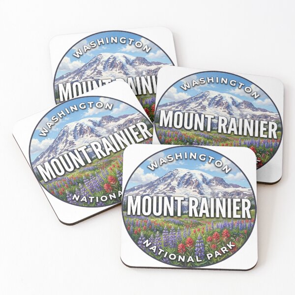 Item preview, Mount Rainier National Park Washington Wildflower Meadow Round Badge Sticker designed and sold by DetourDgn.