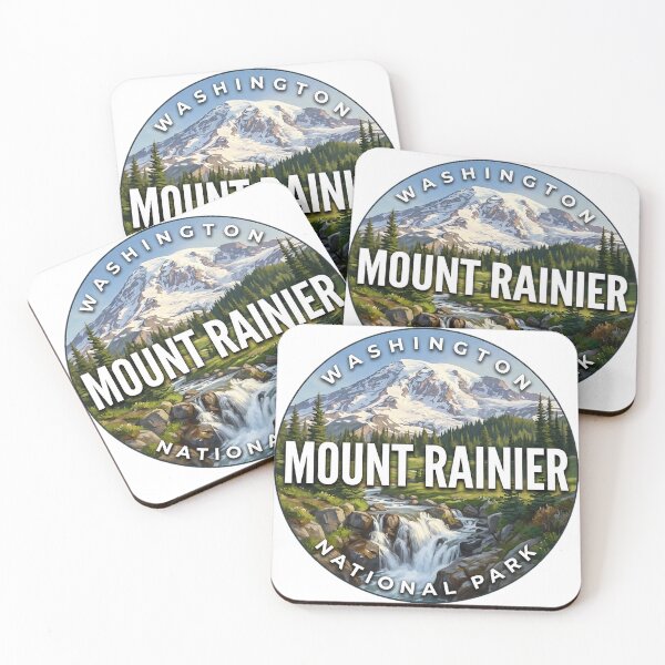Item preview, Mount Rainier National Park Washington Myrtle Falls Round Badge Sticker designed and sold by DetourDgn.