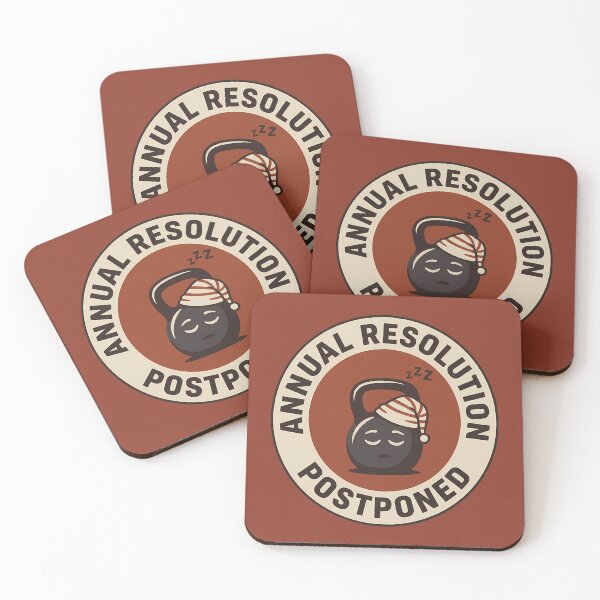 Item preview, Funny Sleeping Kettlebell Annual Resolution Postponed Badge designed and sold by DripCultureLab.