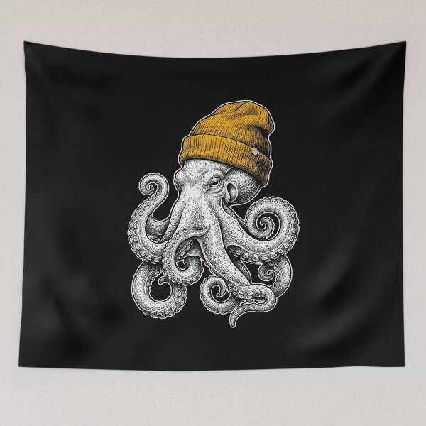 Item preview, Yellow Beanie Octopus designed and sold by dudelinart.