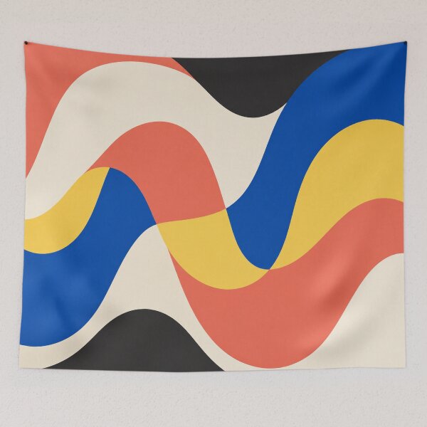 Item preview, Mid Century Modern Ribbon Waves – Colorful Retro Geometric Abstract designed and sold by astersgraphics.