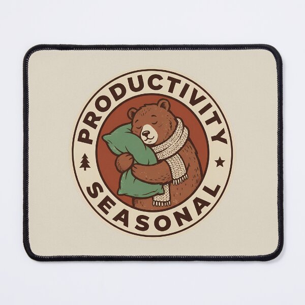 Item preview, Funny Hibernating Bear Productivity Seasonal Winter Badge designed and sold by DripCultureLab.