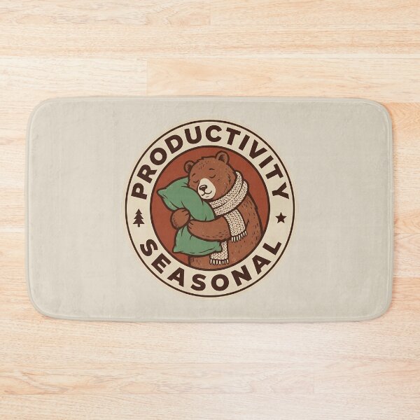 Item preview, Funny Hibernating Bear Productivity Seasonal Winter Badge designed and sold by DripCultureLab.