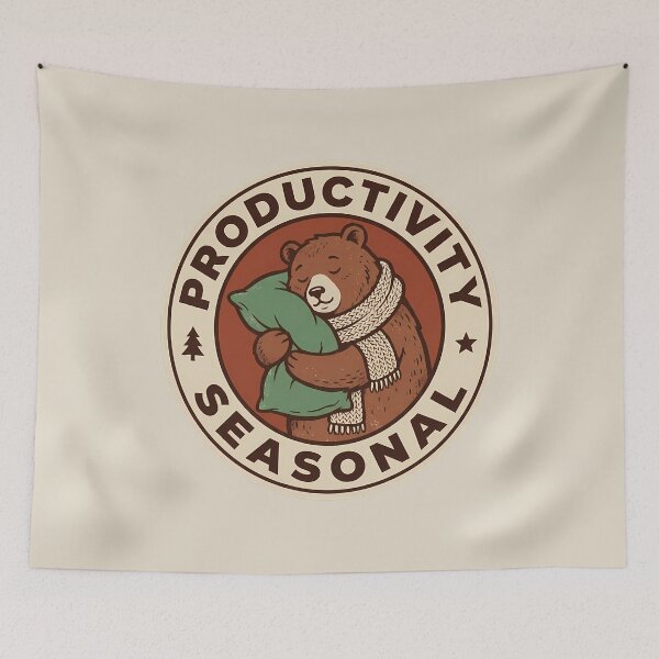 Item preview, Funny Hibernating Bear Productivity Seasonal Winter Badge designed and sold by DripCultureLab.