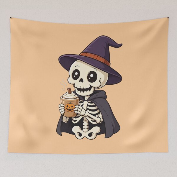 Item preview, Funny Skeleton with Pumpkin Spice Latte designed and sold by SweetLilith.